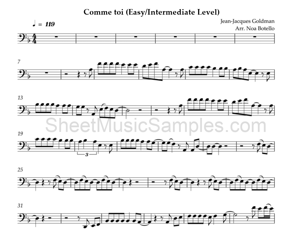 Comme toi (Easy/Intermediate Level)