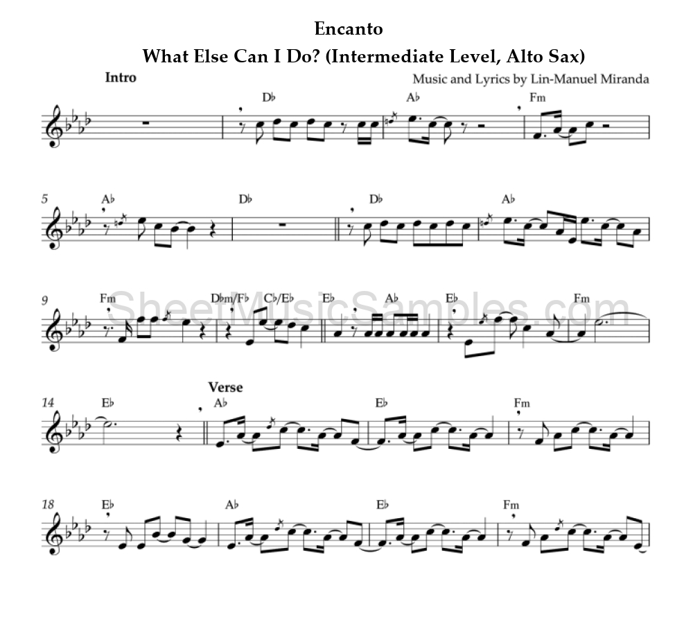 Encanto - What Else Can I Do? (Intermediate Level, Alto Sax)