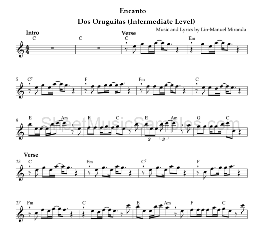 Encanto - Dos Oruguitas (Intermediate Level)