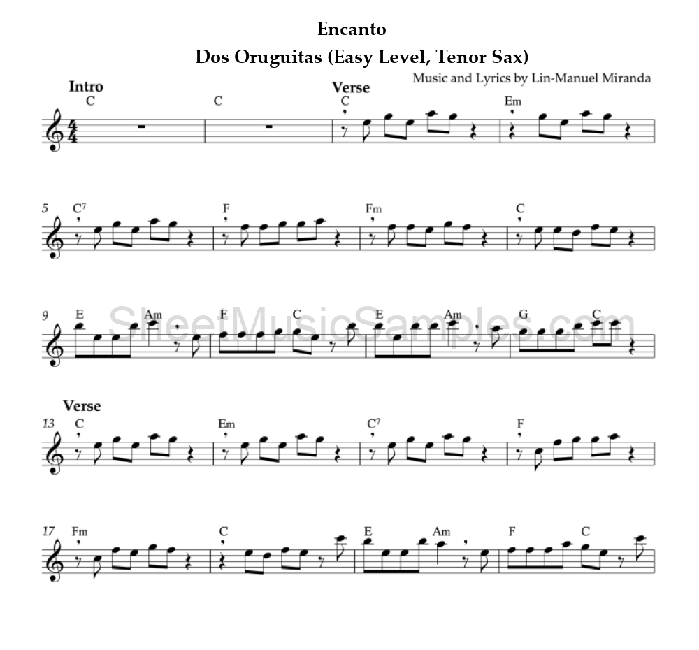 Encanto - Dos Oruguitas (Easy Level, Tenor Sax)