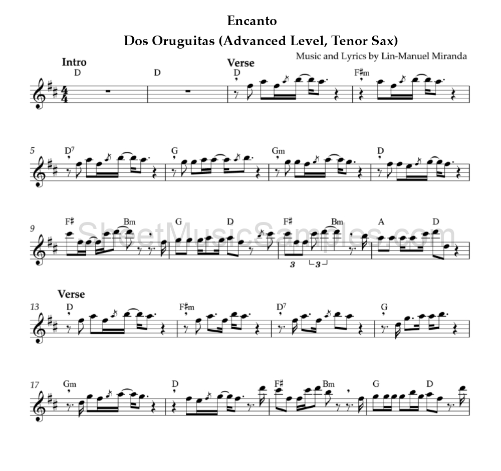 Encanto - Dos Oruguitas (Advanced Level, Tenor Sax)