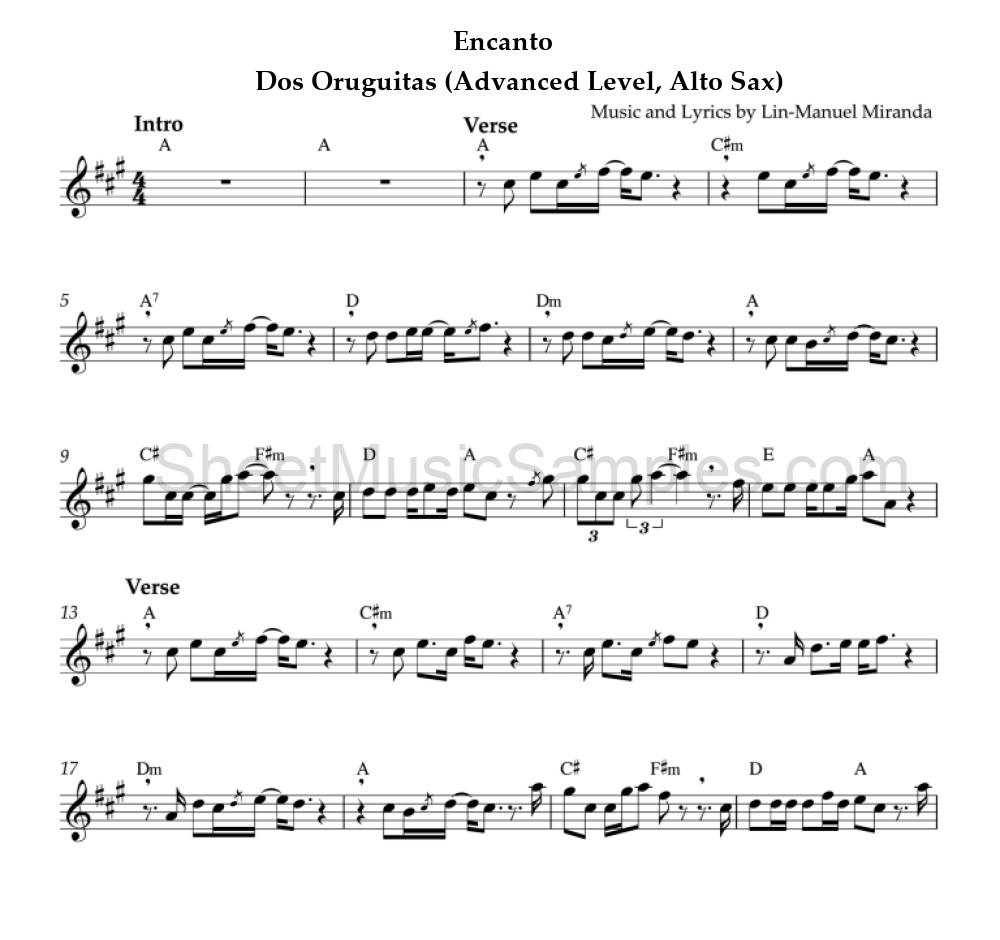 Encanto - Dos Oruguitas (Advanced Level, Alto Sax)