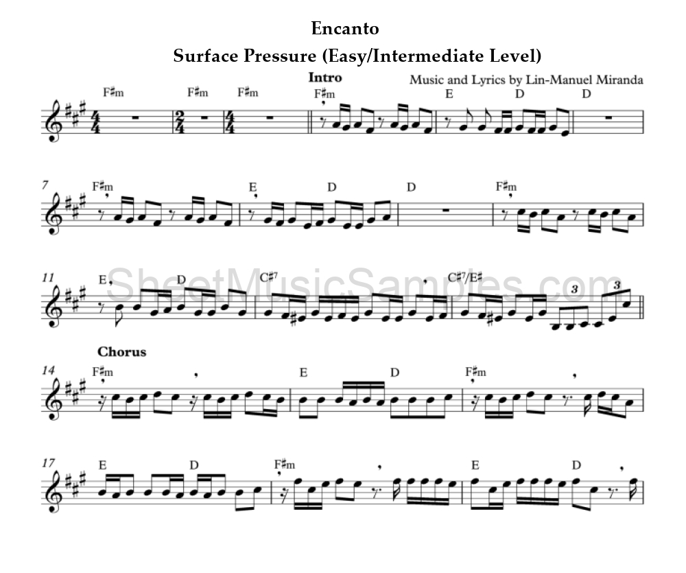 Encanto - Surface Pressure (Easy/Intermediate Level)