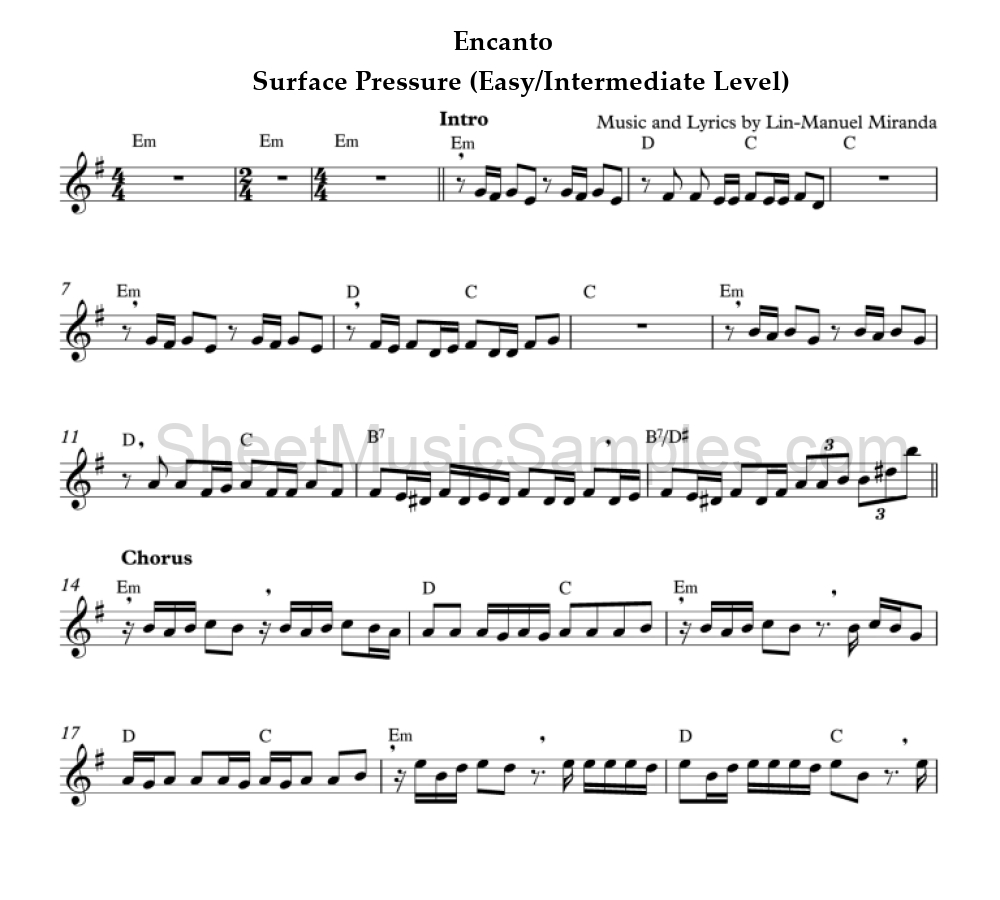 Encanto - Surface Pressure (Easy/Intermediate Level)