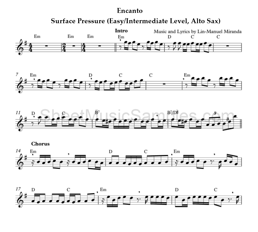 Encanto - Surface Pressure (Easy/Intermediate Level, Alto Sax)