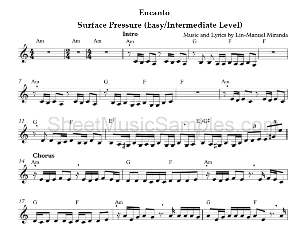 Encanto - Surface Pressure (Easy/Intermediate Level)