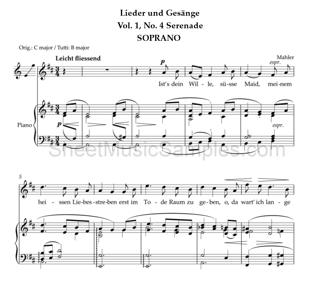 Lieder und Gesänge - Vol. 1, No. 4 Serenade - SOPRANO