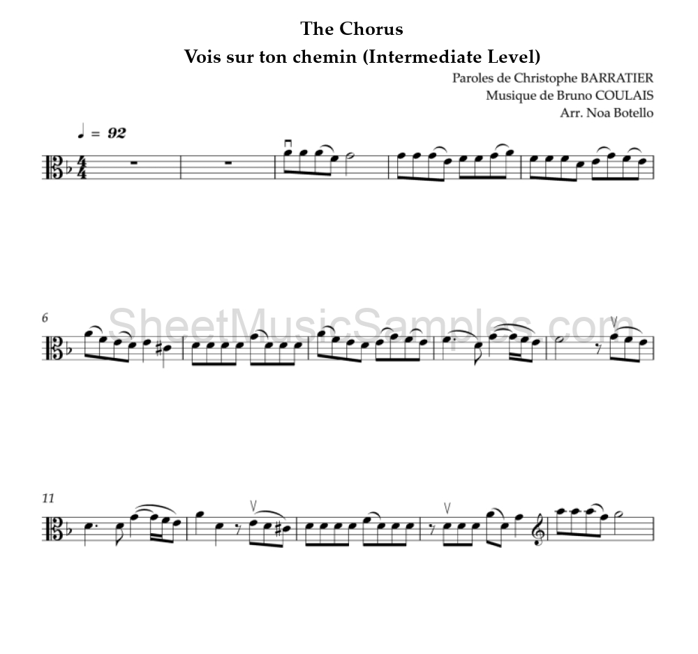 The Chorus - Vois sur ton chemin (Intermediate Level)