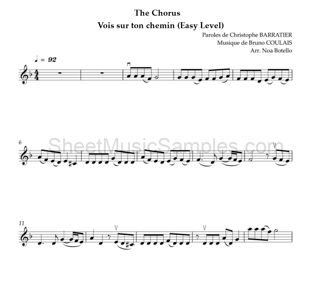 The Chorus - Vois sur ton chemin (Easy Level)