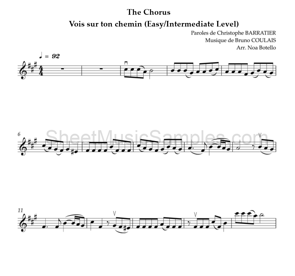 The Chorus - Vois sur ton chemin (Easy/Intermediate Level)