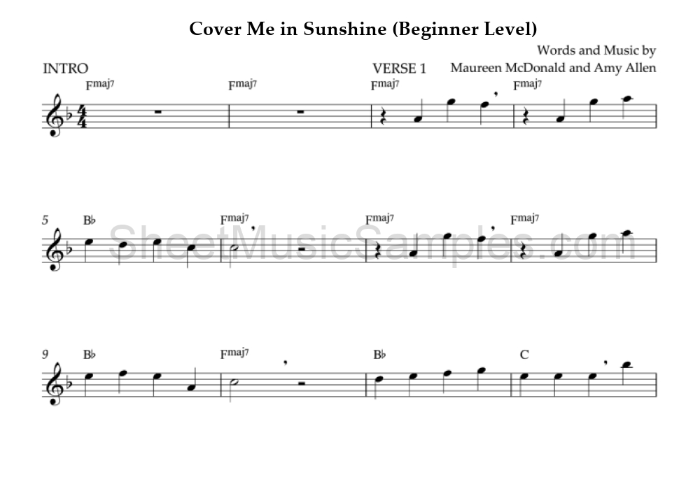 Cover Me in Sunshine (Beginner Level)