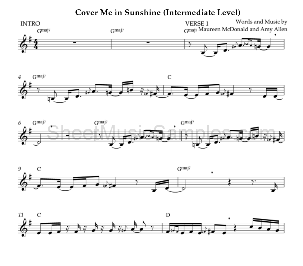 Cover Me in Sunshine (Intermediate Level)