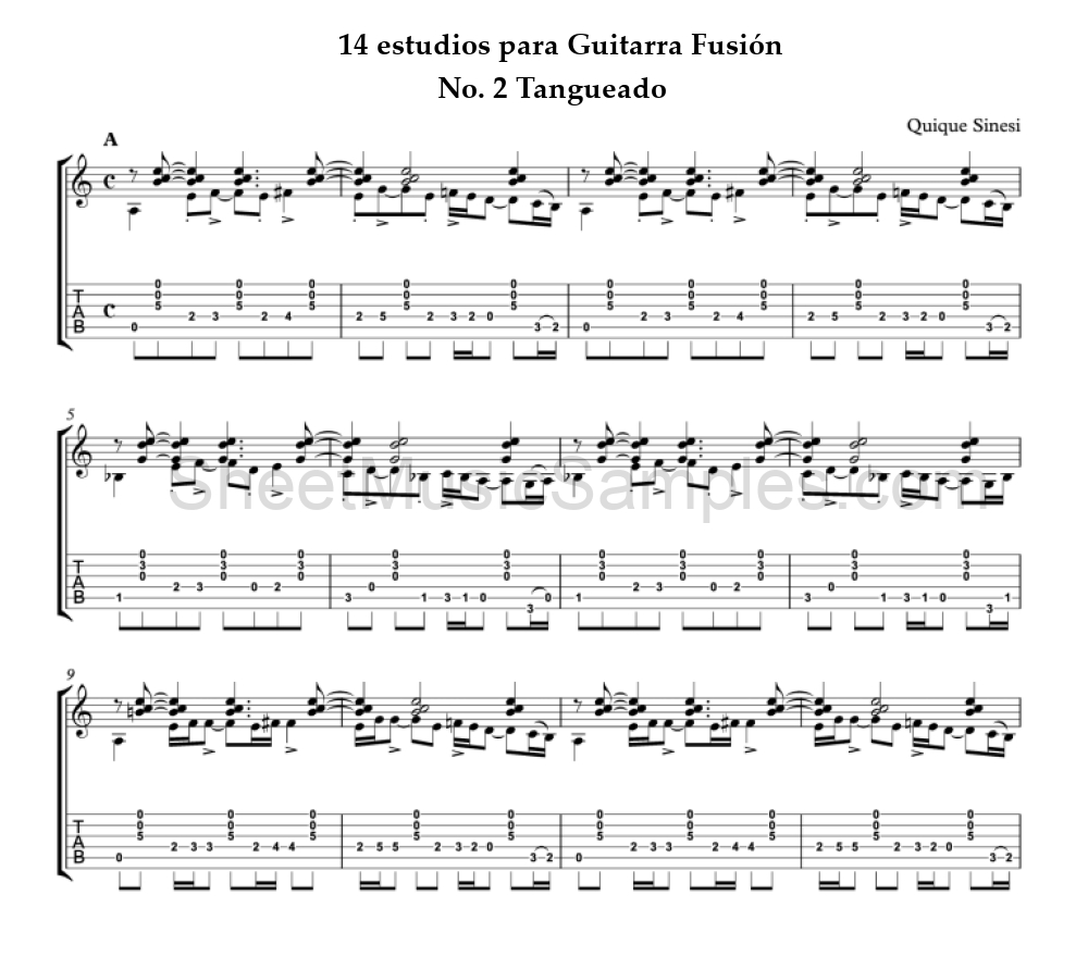 14 estudios para Guitarra Fusión - No. 2 Tangueado