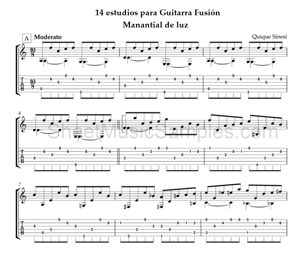 14 estudios para Guitarra Fusión - Manantial de luz