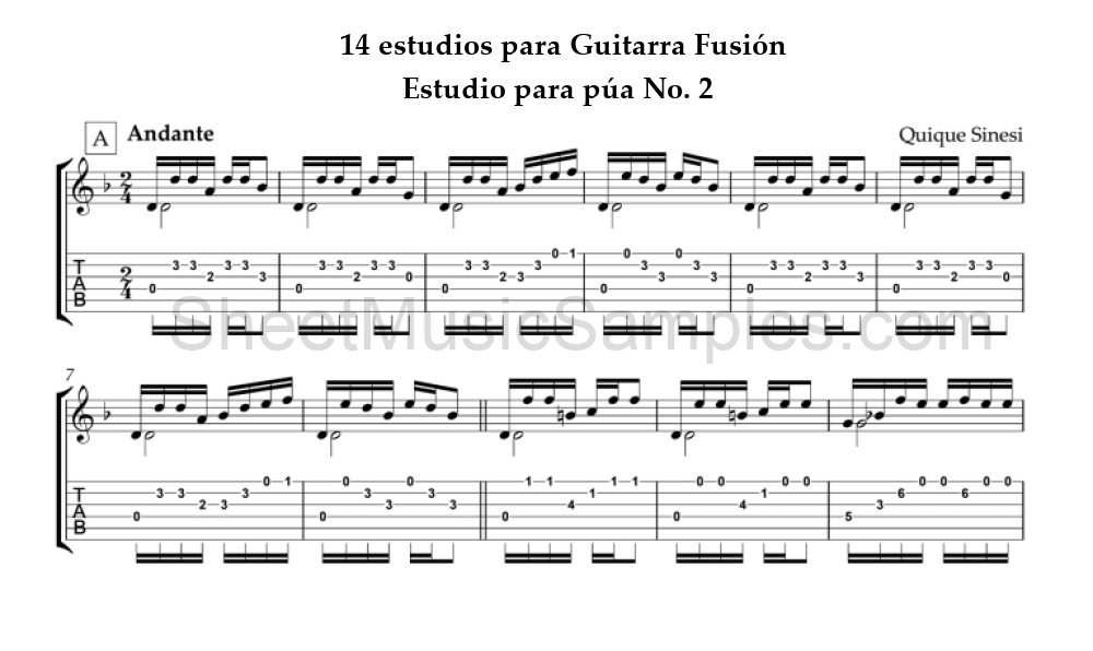 14 estudios para Guitarra Fusión - Estudio para púa No. 2