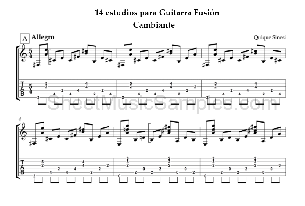 14 estudios para Guitarra Fusión - Cambiante