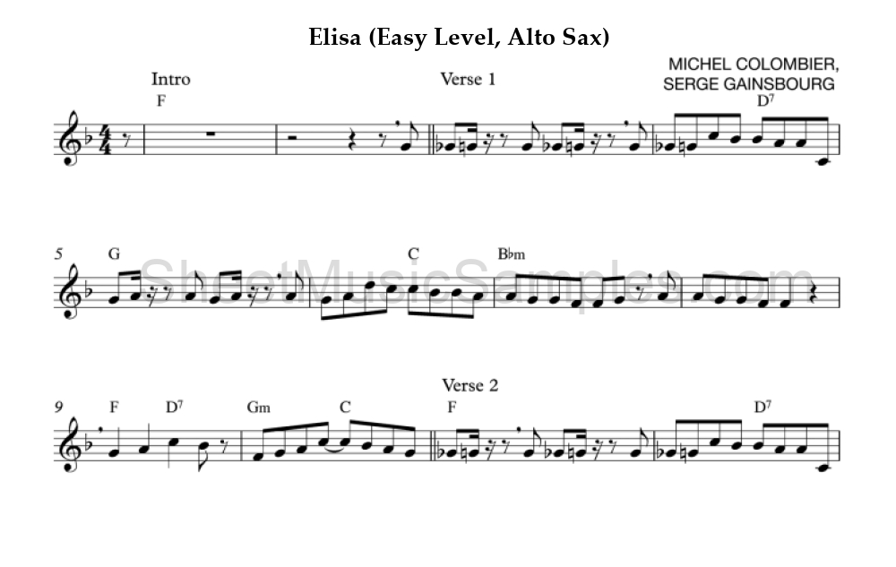 Elisa (Easy Level, Alto Sax)