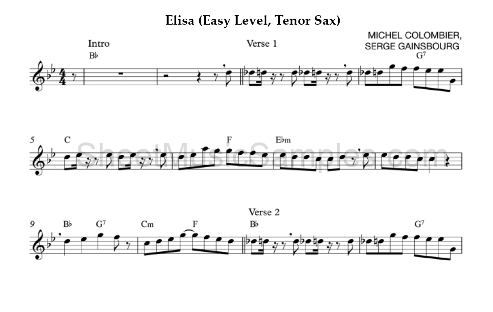 Elisa (Easy Level, Tenor Sax)