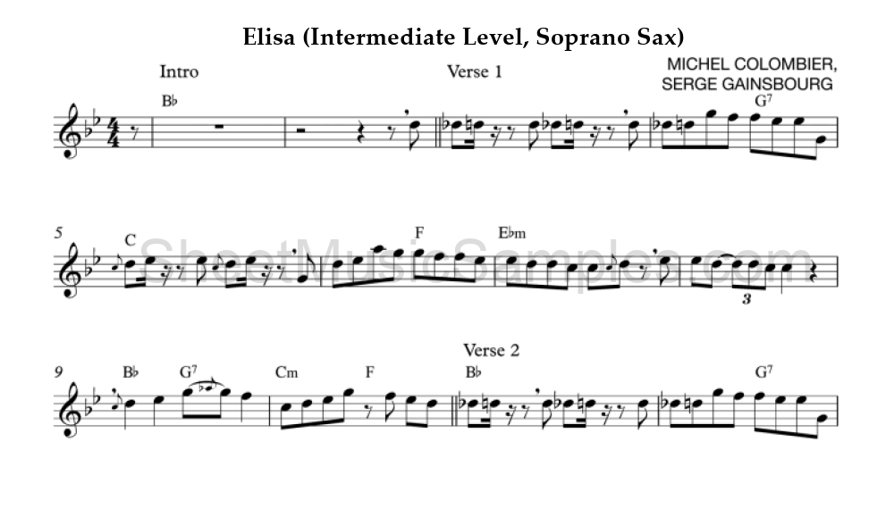 Elisa (Intermediate Level, Soprano Sax)