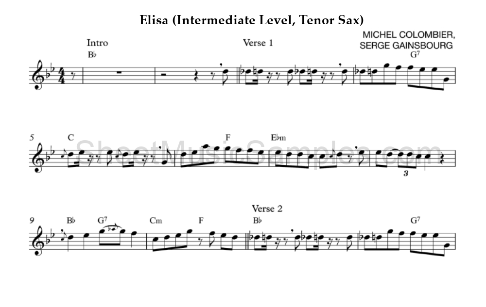 Elisa (Intermediate Level, Tenor Sax)