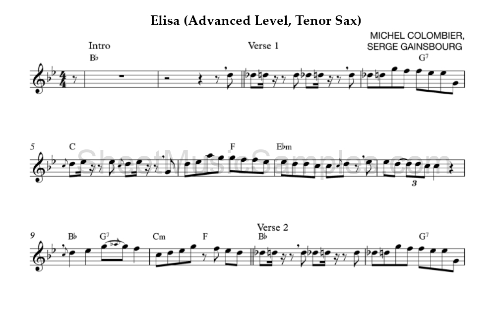 Elisa (Advanced Level, Tenor Sax)