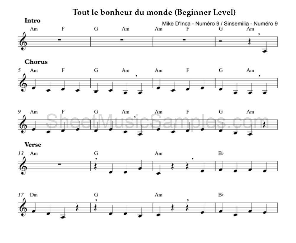 Tout le bonheur du monde (Beginner Level)