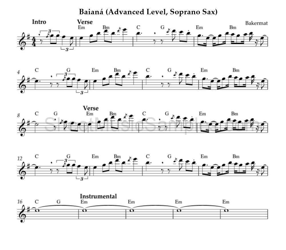 Baianá (Advanced Level, Soprano Sax)