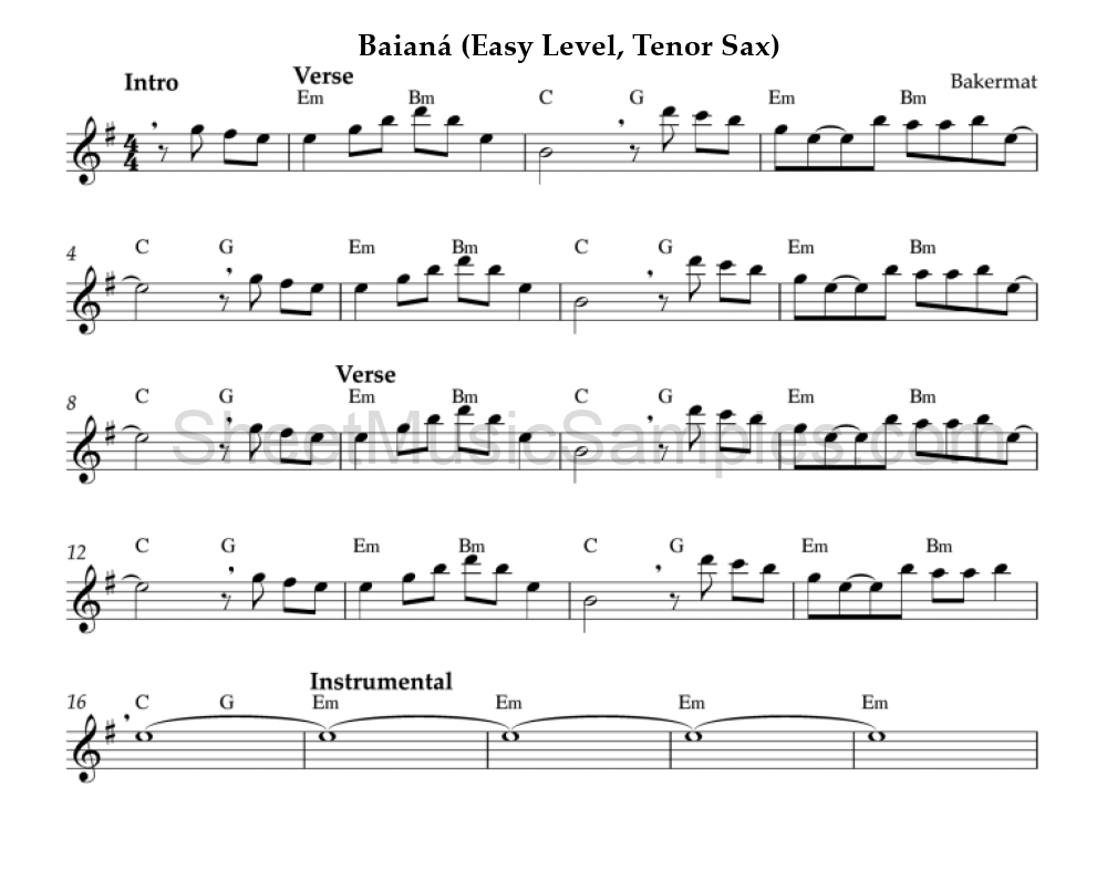 Baianá (Easy Level, Tenor Sax)