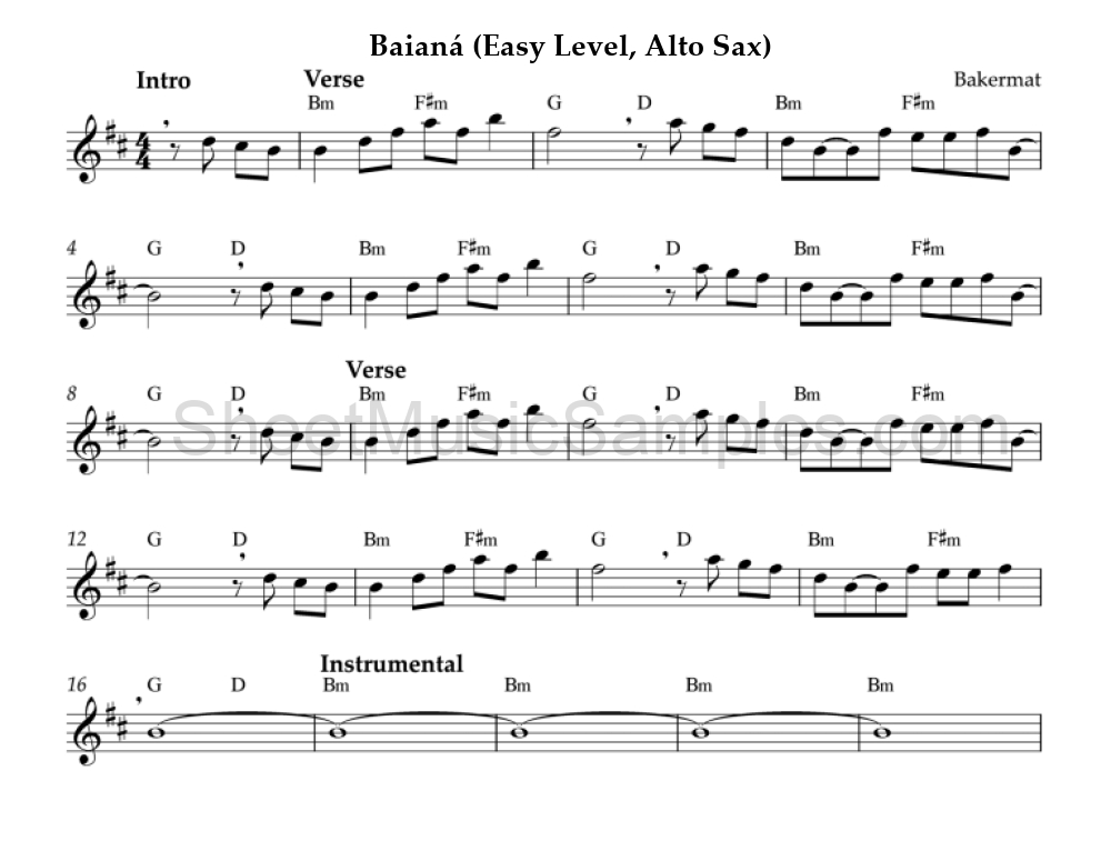 Baianá (Easy Level, Alto Sax)