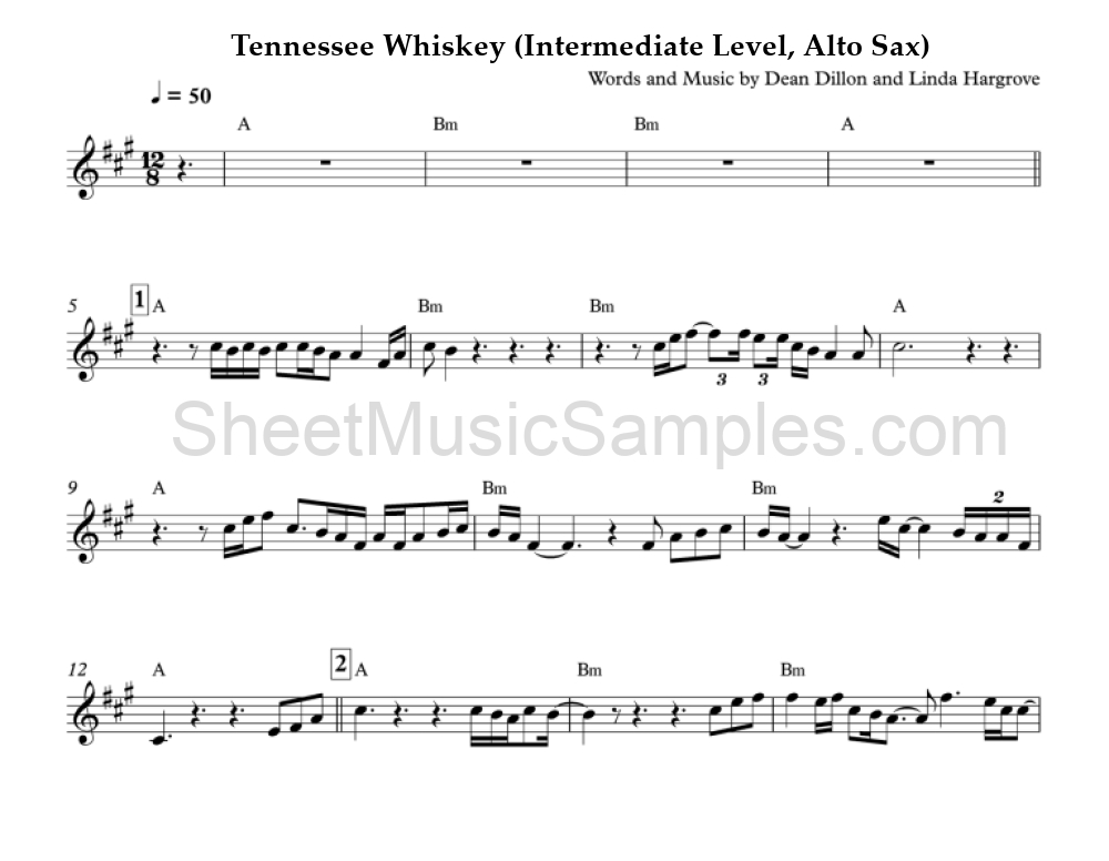 Tennessee Whiskey (Intermediate Level, Alto Sax)