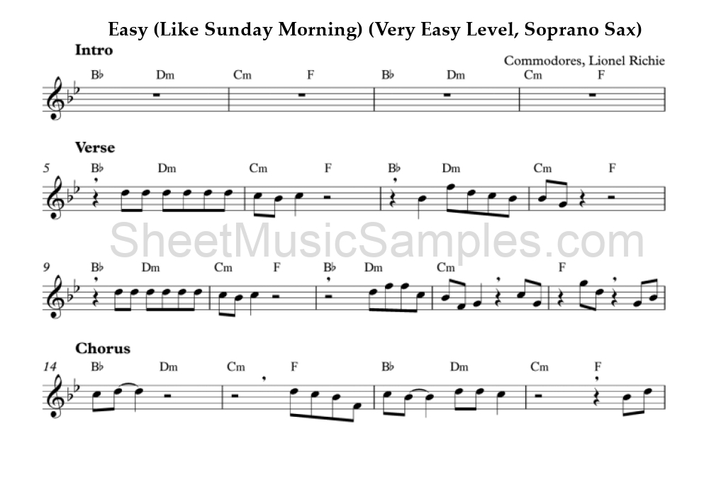 Easy (Like Sunday Morning) (Very Easy Level, Soprano Sax)