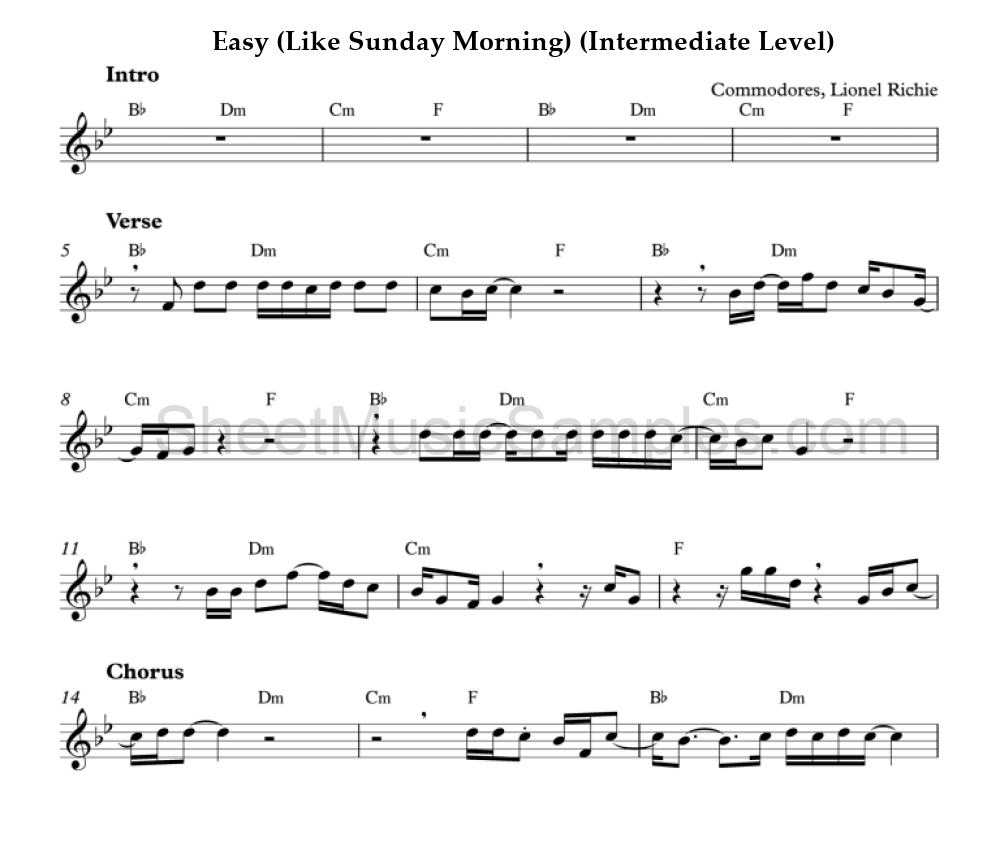 Easy (Like Sunday Morning) (Intermediate Level)