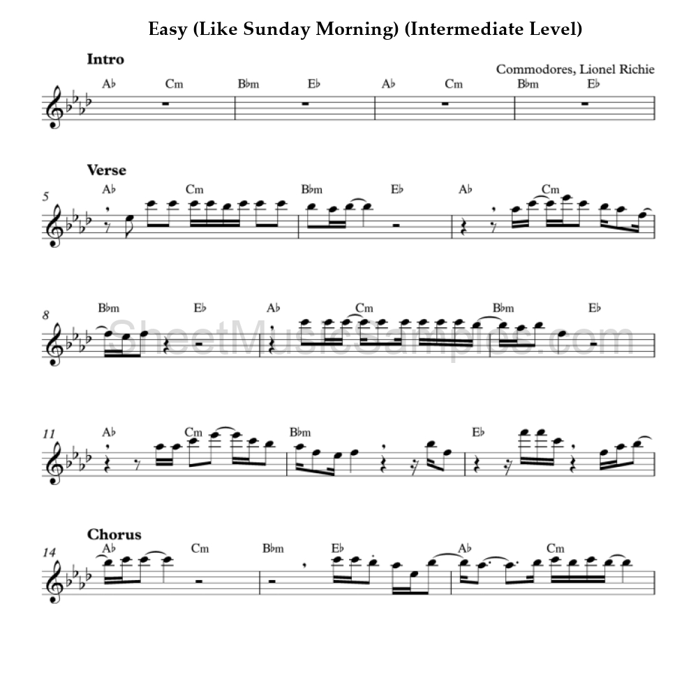 Easy (Like Sunday Morning) (Intermediate Level)