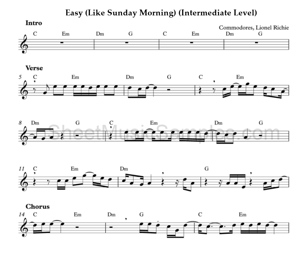 Easy (Like Sunday Morning) (Intermediate Level)