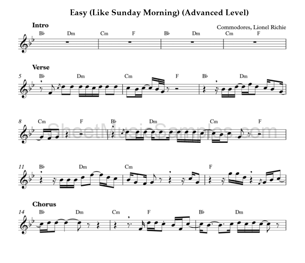 Easy (Like Sunday Morning) (Advanced Level)