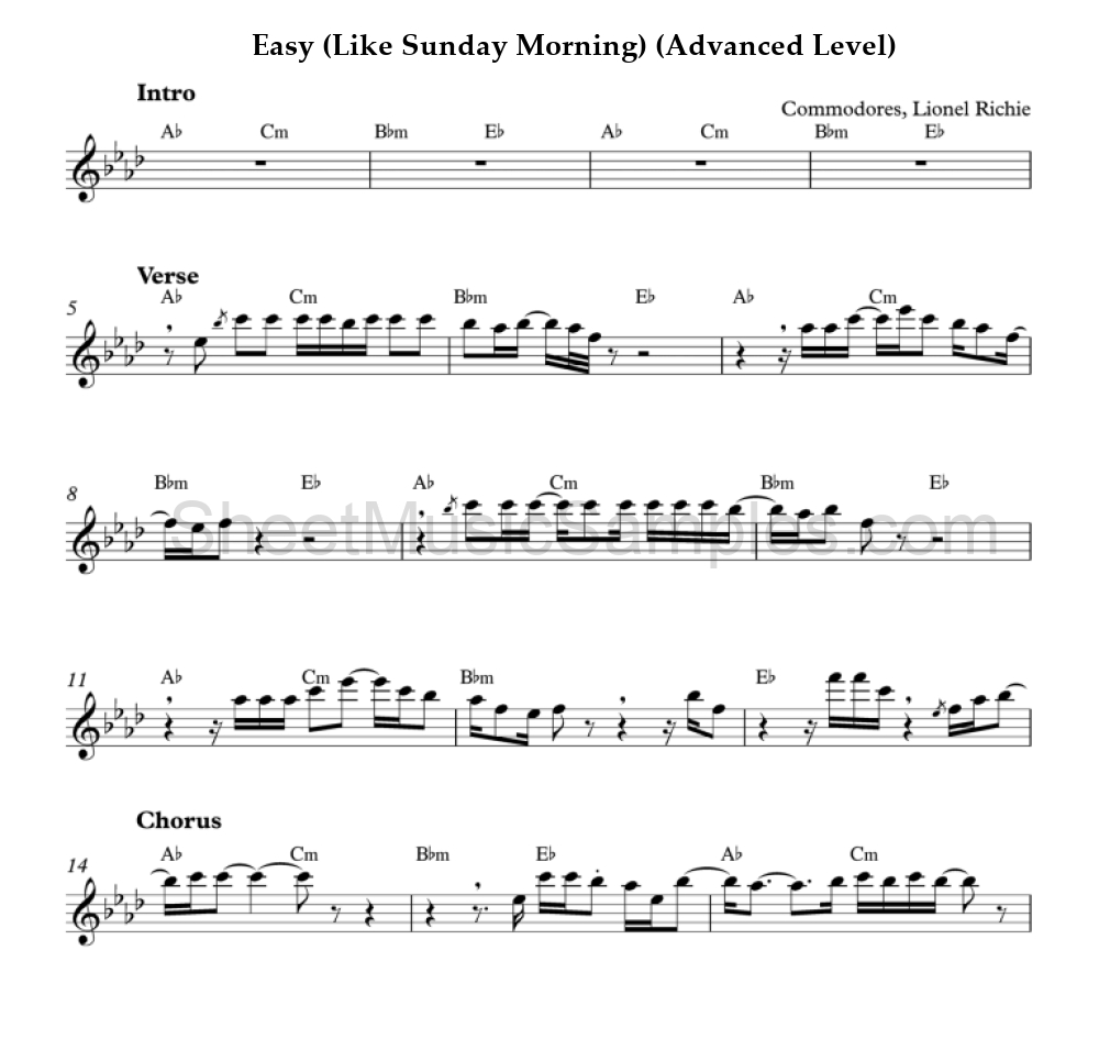 Easy (Like Sunday Morning) (Advanced Level)