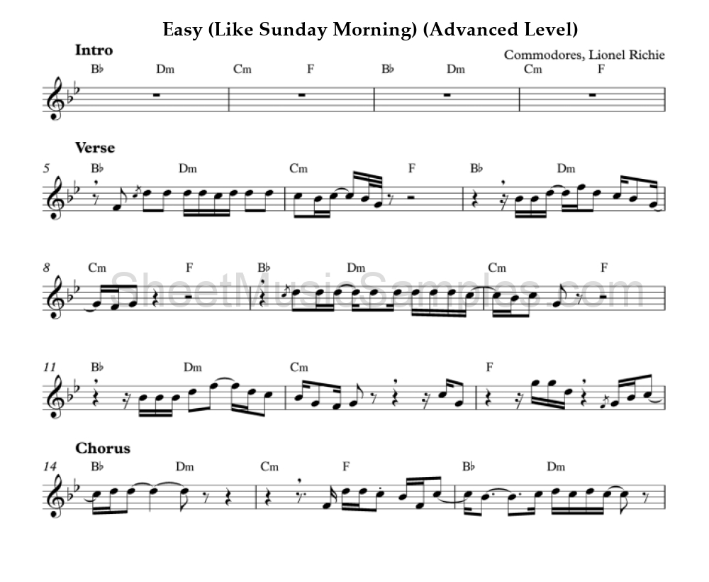 Easy (Like Sunday Morning) (Advanced Level)