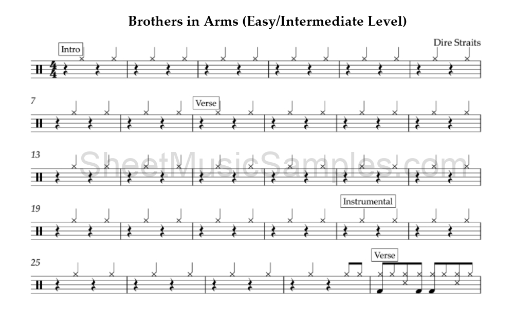 Brothers in Arms (Easy/Intermediate Level)