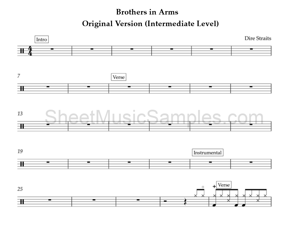 Brothers in Arms - Original Version (Intermediate Level)