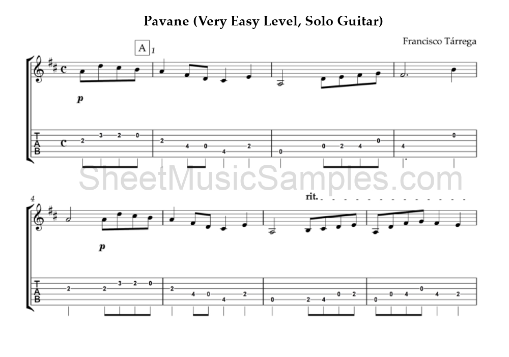 Pavane (Very Easy Level, Solo Guitar)