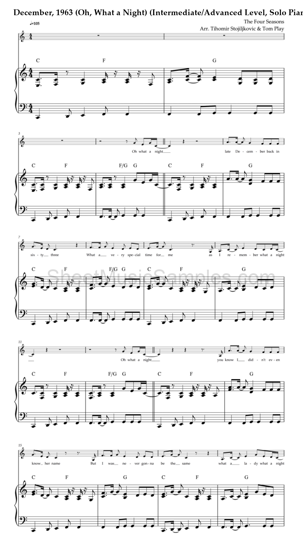 December, 1963 (Oh, What a Night) (Intermediate/Advanced Level, Solo Piano)