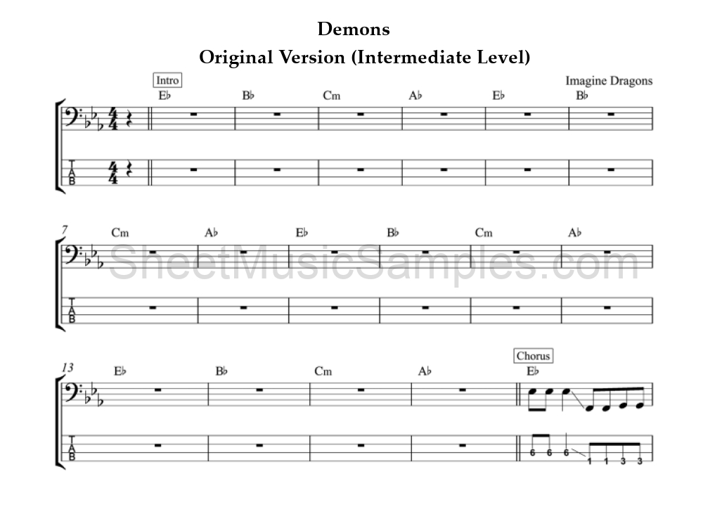 Demons - Original Version (Intermediate Level)