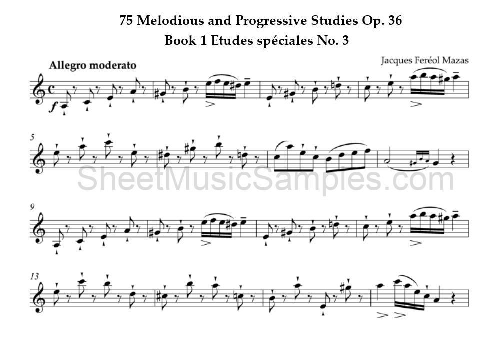 75 Melodious and Progressive Studies Op. 36 - Book 1 Etudes spéciales No. 3