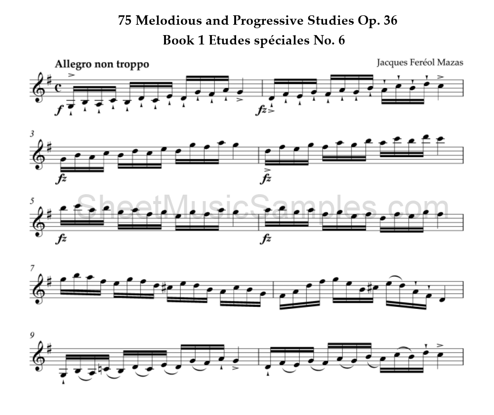 75 Melodious and Progressive Studies Op. 36 - Book 1 Etudes spéciales No. 6