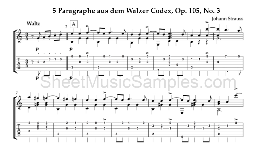 5 Paragraphe aus dem Walzer Codex, Op. 105, No. 3