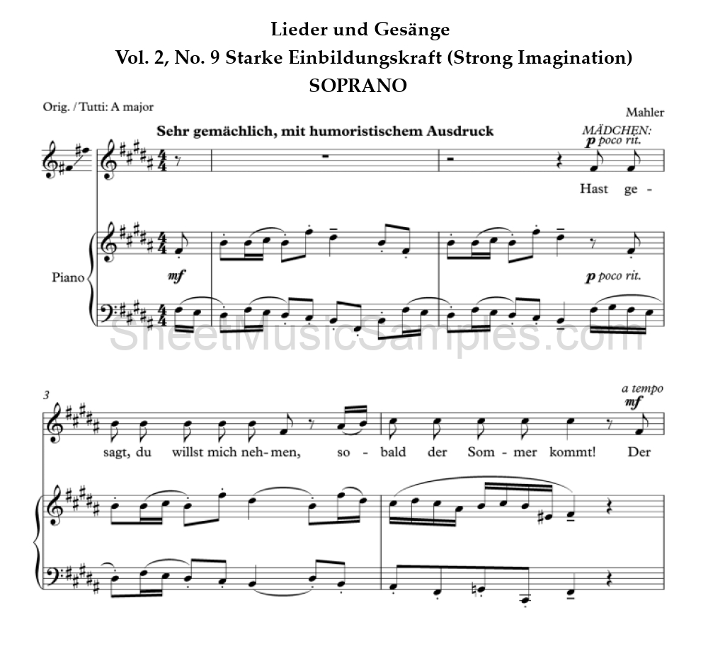 Lieder und Gesänge - Vol. 2, No. 9 Starke Einbildungskraft (Strong Imagination) - SOPRANO