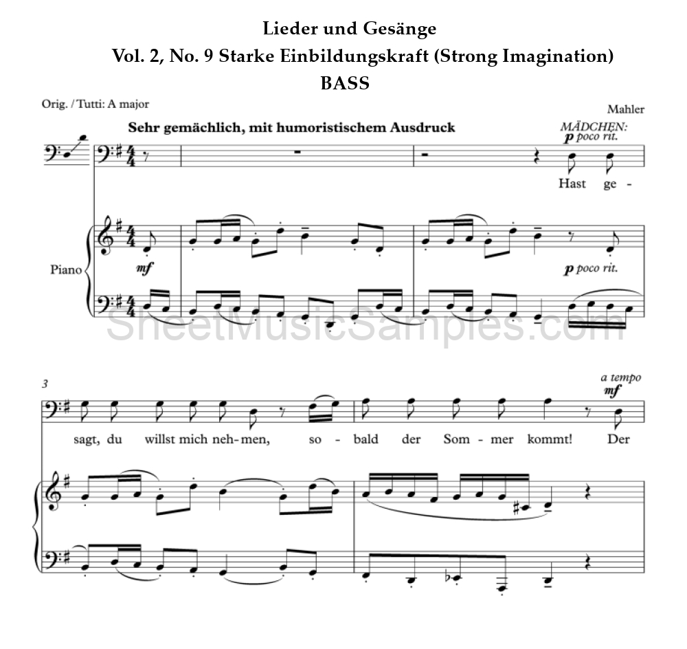 Lieder und Gesänge - Vol. 2, No. 9 Starke Einbildungskraft (Strong Imagination) - BASS