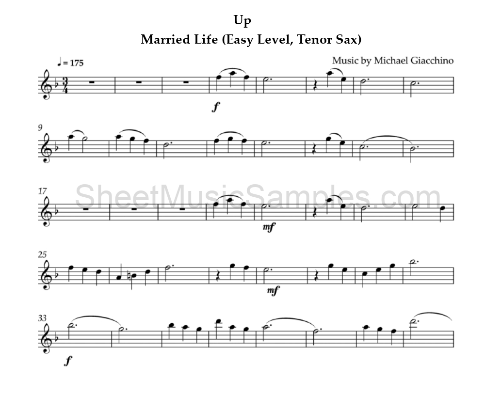 Up - Married Life (Easy Level, Tenor Sax)