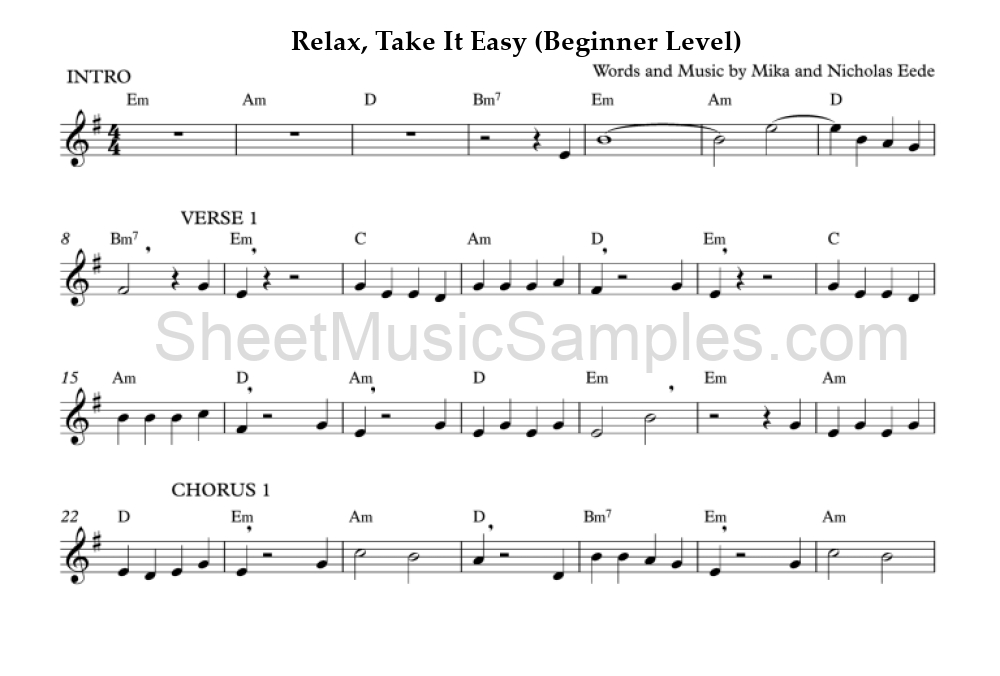 Relax, Take It Easy (Beginner Level)