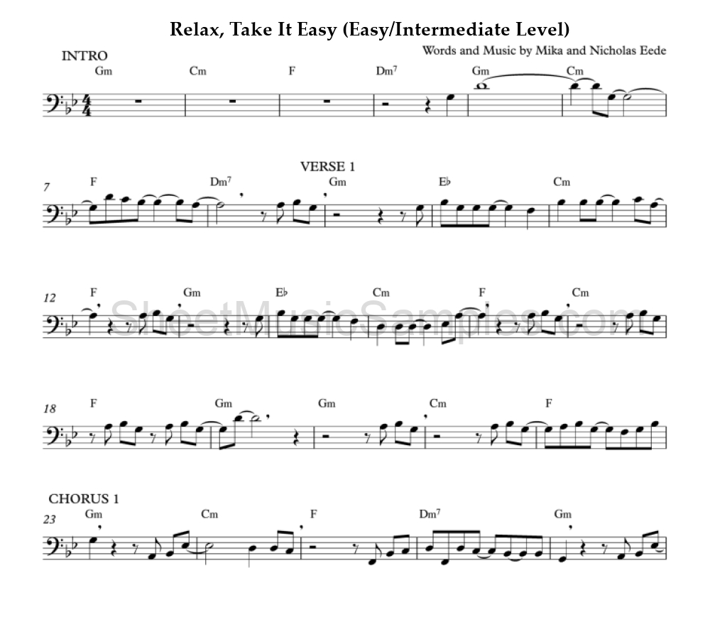 Relax, Take It Easy (Easy/Intermediate Level)